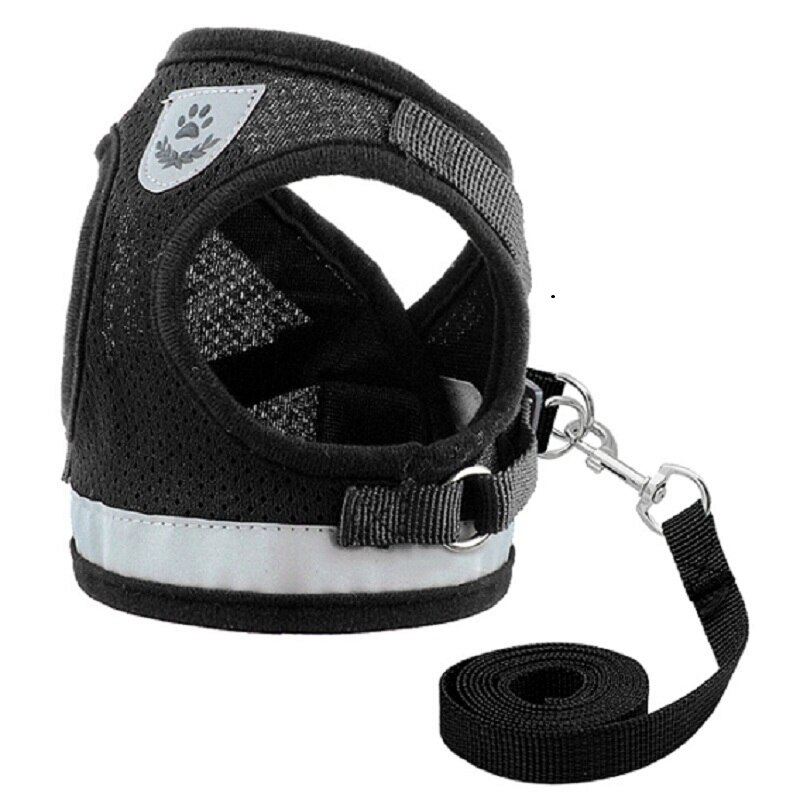 Ensemble réfléchissant, laisse pour chat, en Nylon, veste d'animal, petit Animal, vêtements à mailles, Chihuahua Yorkies, fournitures de gilet carlin: Black / XL