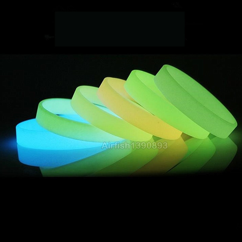 50pcs Glow in the Dark Power Silicone Bracelets Luminous Hologram Rubber wristband Men Women Teens Friendship Bangle