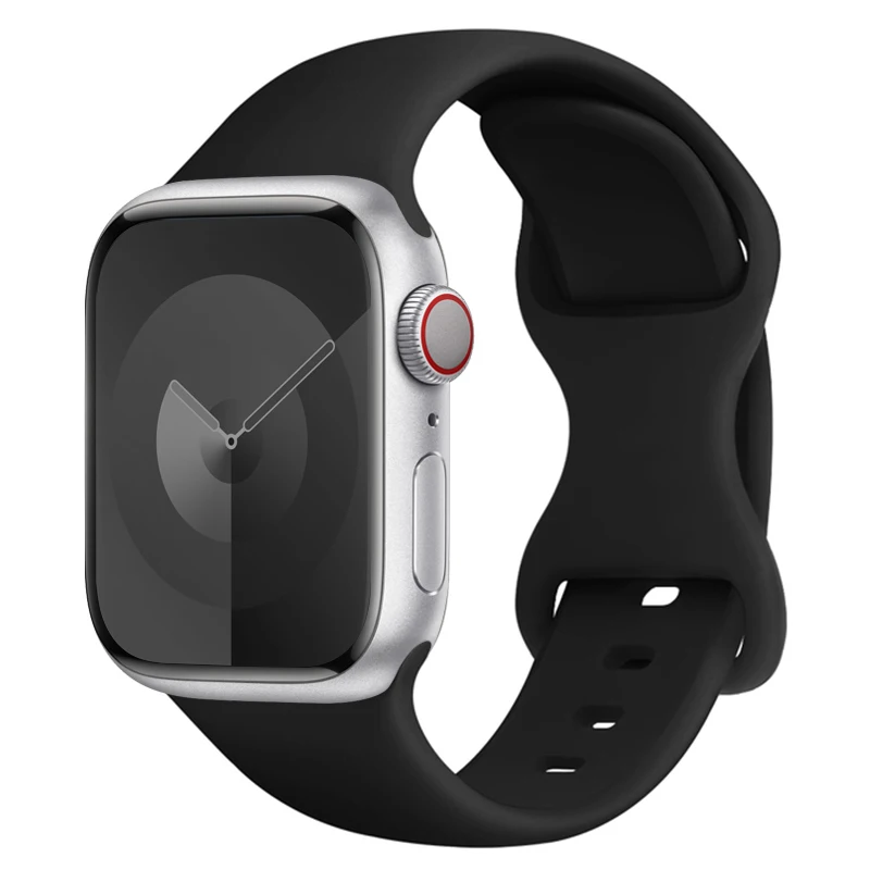 Silicone Strap For Apple Watch Band 45mm 44mm 40mm 41mm 42mm 38mm 49mm 46mm bracelet iwatch series 10 9 8 7 se 3 5 6 Ultra band: BLACK WHITE / 12mm