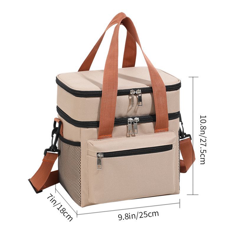 Multifunctional Double Layers Tote Cooler Lunch Bags for Women Men Large Capacity Travel Picnic Lunch Box with Shoulder Strap: SKY BLUE