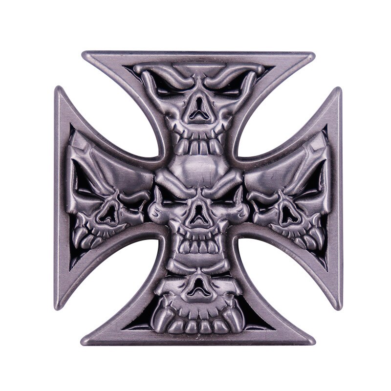 Metalen Iron Cross Skull Badge Broche Biker Accessoires Boze 5-Schedels