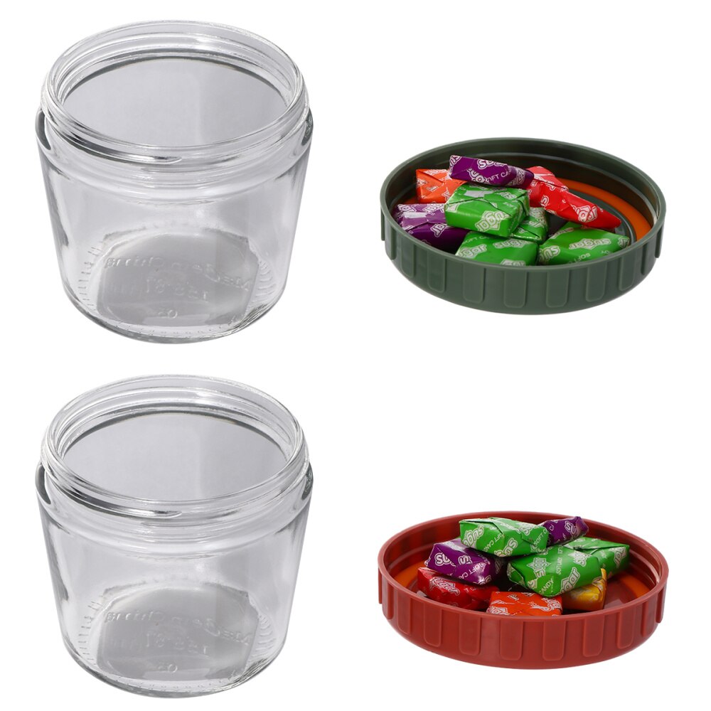 1 juego 2 uds. Vaso de almacenamiento sellado de vidrio lata Nido de Pájaro contenedor de almacenamiento de alimentos tarro para grano para casa Oficina cocina (amarillo + azul con: Red Green