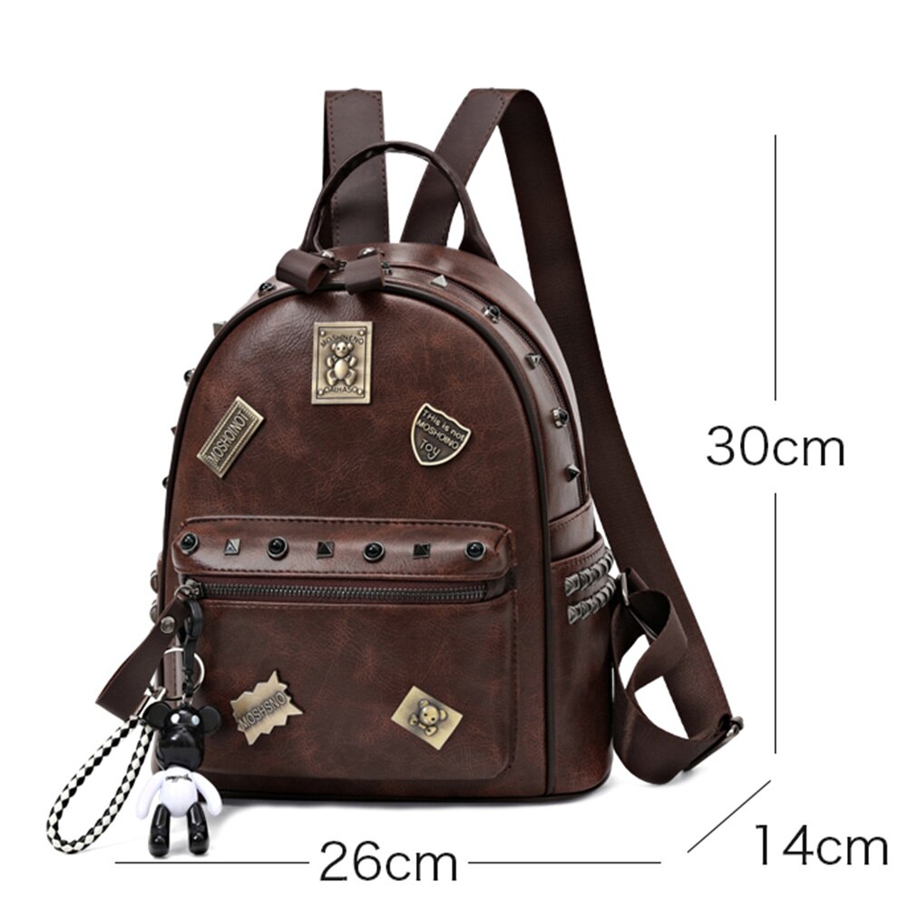 Rosetic Punk PU Leather Backpacks Women School Bags Rivet Gothic Black Pink White Teenager Casual Backpacks Travel: Brown