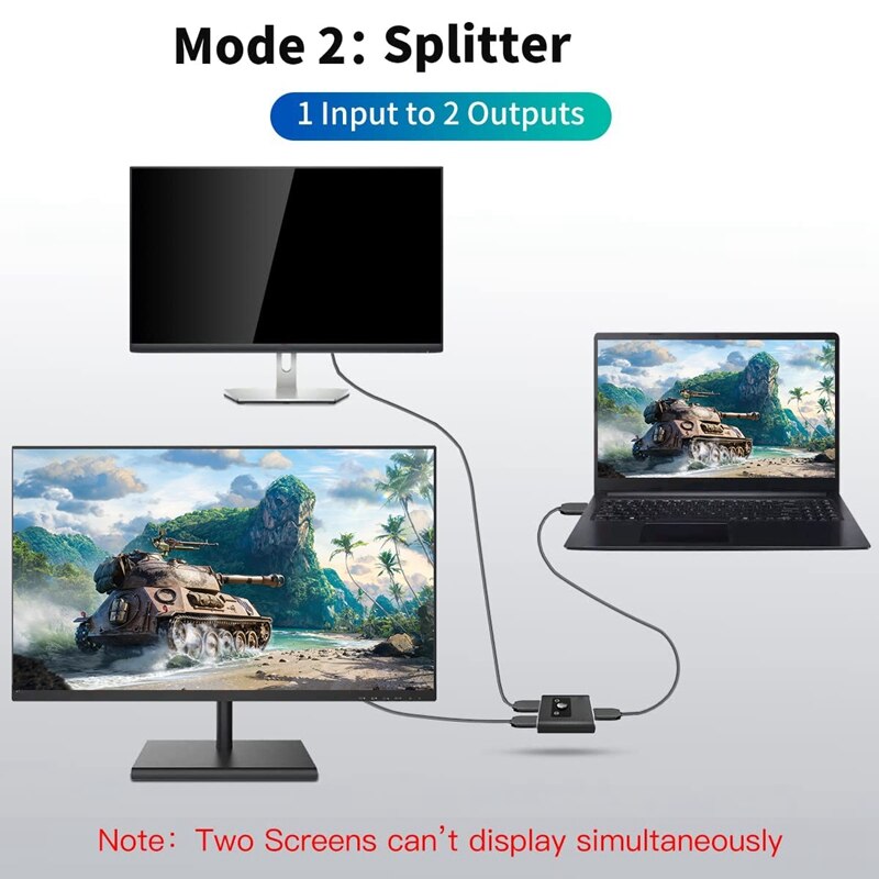 HD Switch 4K @30HZ Switcher Two-in One-Out HD Video 1 in and 2 Out Intelligent Two-Way Switching