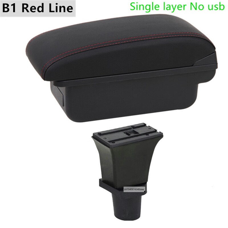 Car Armrest Box for Citroen C1 Special Retrofit Parts Center Storage Box with USB LED Light Accessories: B1 Red Line