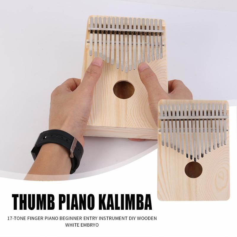 Kalimba 17 nyckel tummen finger piano afrikanska diy trä vit embryo sanza mbira kalimba spela med gitarr trä musikinstrument