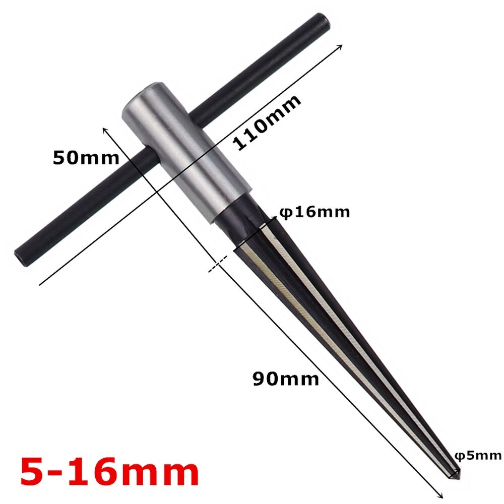 Taper reamer 3-13mm &amp; 5-16mm -hånds metalrømmer afgratning forstør pin hul håndholdt river til træ metal plast boreværktøj