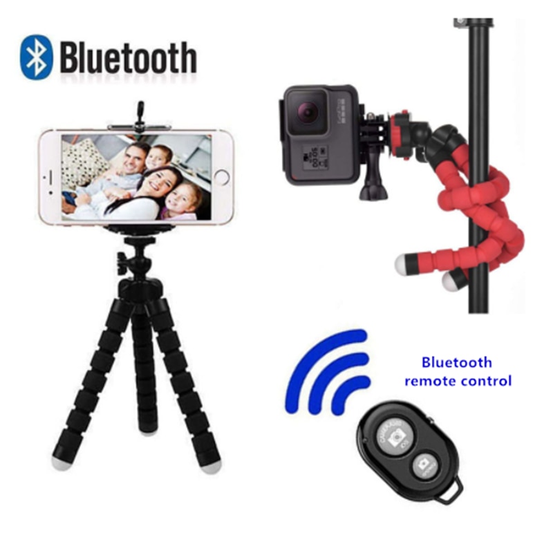 Bluetooth uzaktan Mini Tripod taşınabilir esnek sünger ahtapot standı el tutma Tripod akıllı telefon kamera tutucu klip standı Tripod