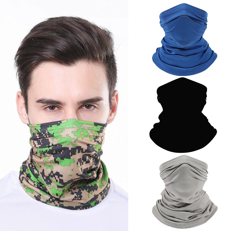 Bufanda de seda de hielo Simple Unisex para hombre y mujer, pañuelo de de Color sólido, cuello de redecilla, mascarilla facial para exteriores