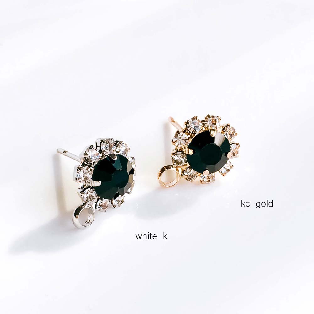 ZEROUP Rhinestone White K Gold Plated Stud Earrings 4 Colors Ear Accessories Jewelry Component Diy Material Handmade 6pcs