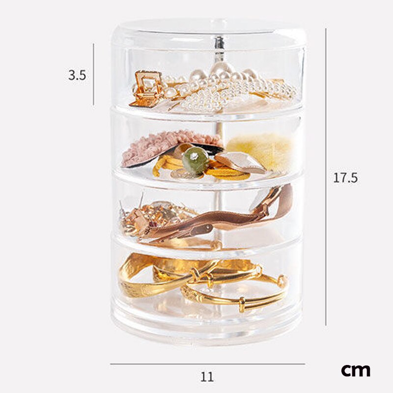 Acrylic Crystal Cosmetics Storage Box 360 Degree Rotating Cosmetic Storage Box Detachable Makeup Beauty Drawer Display Stand: D
