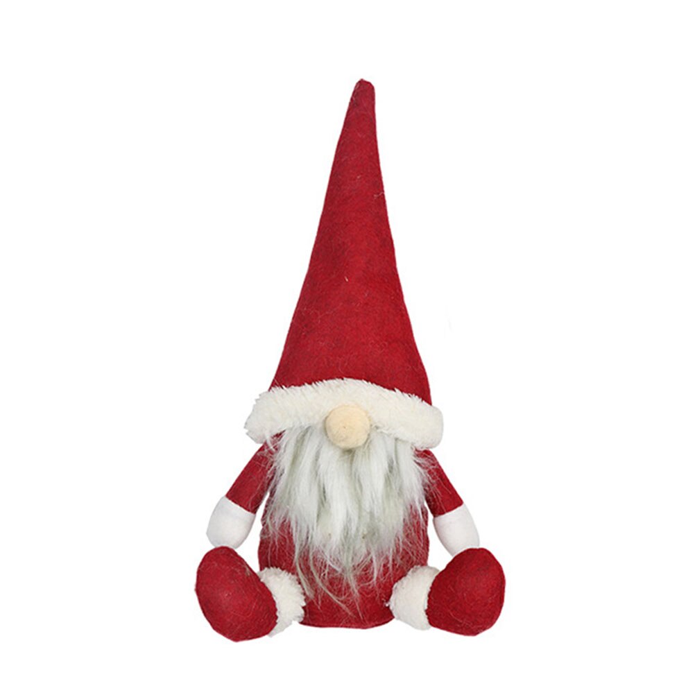 Glædelig jul lang hat svensk nisse nisse plys dukke ornamenter håndlavet elver legetøj fest jul til børn: Rød