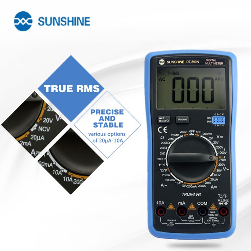 Sunshine DT-890N Digitale Multimeter Intelligente Spanning Stroom Test Meter Handheld Lcd-scherm Digitale Multimeter