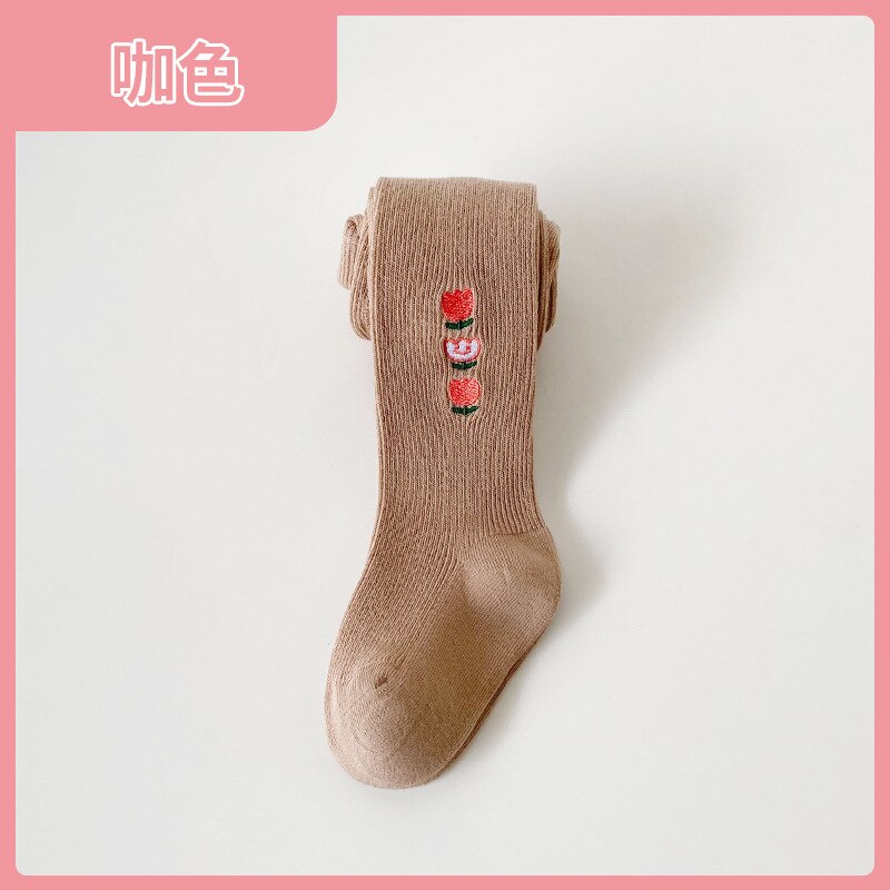 Medias de flores para niños y niñas de 2 a 8 años, pantis con dibujos de animales, con estilo, para primavera: Castaño / L(height105-115cm)