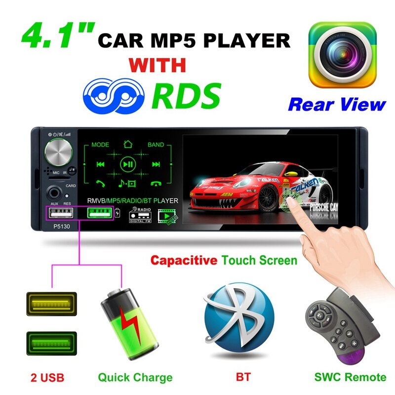 4.1 tuuman painallus sn auto  mp5 soittimen subwoofer tuki mikrofoni ja kamera auto vastaanotin bluetooth rmvb/radio/bt soitin am fm ra