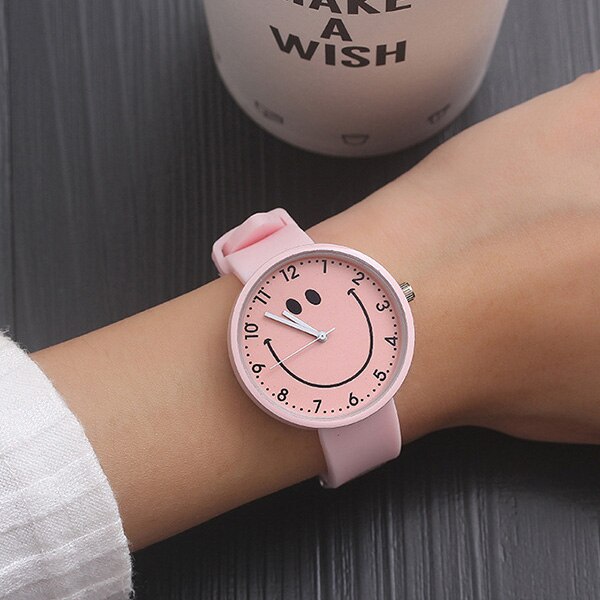 Silicone Polshorloge Vrouwen Horloges Dames Top Quartz Horloge Voor Vrouw Klok Vrouwelijke Uur Relog Montre Femme: pink smile
