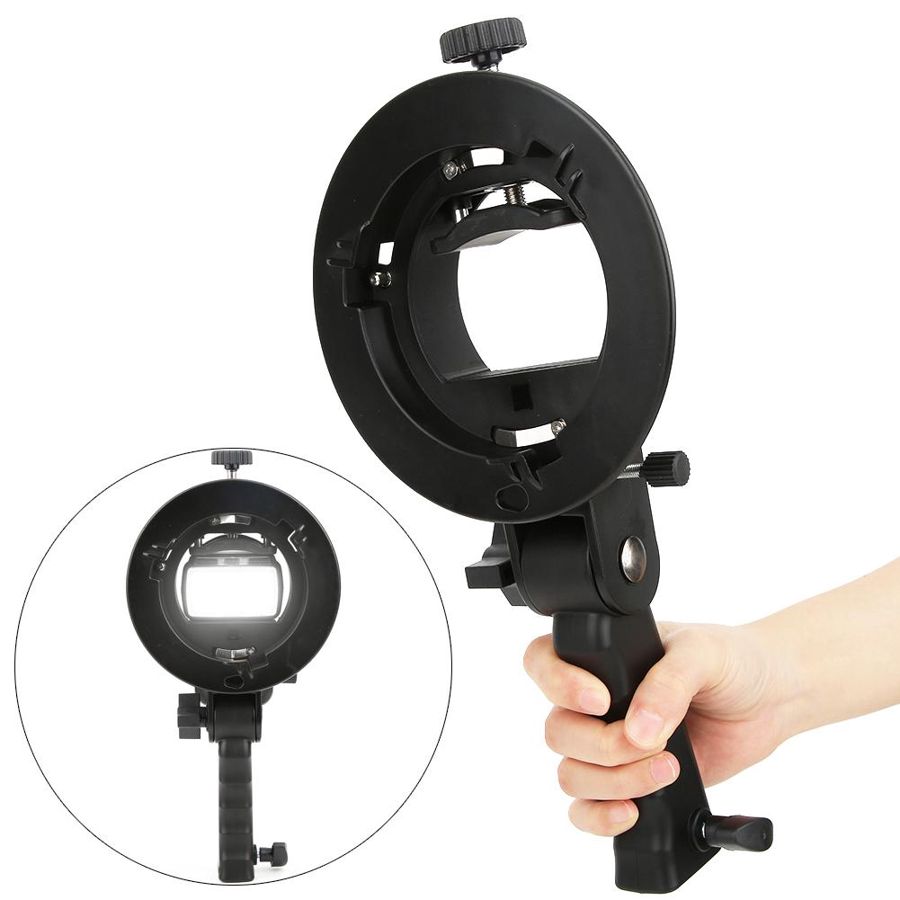 Handheld Hand Grip S Shape Bracket Accessory for Bowens Mount Camera Top Flashlight