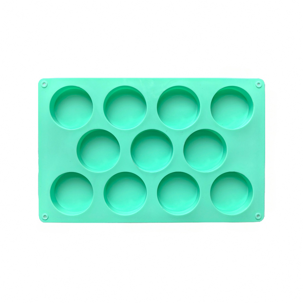 1pc disc baking cake silicone mold DIY chocolate mold sandwich biscuit pancake brownie tray (11 cavities): green