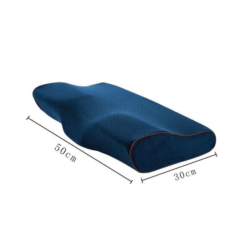 1 stk relax cervikal sundhedspleje puder kontureret ortopædisk memory skum pude til nakkesmerter cervikale puder memory puder: Blå 50 x 30 x 10cm