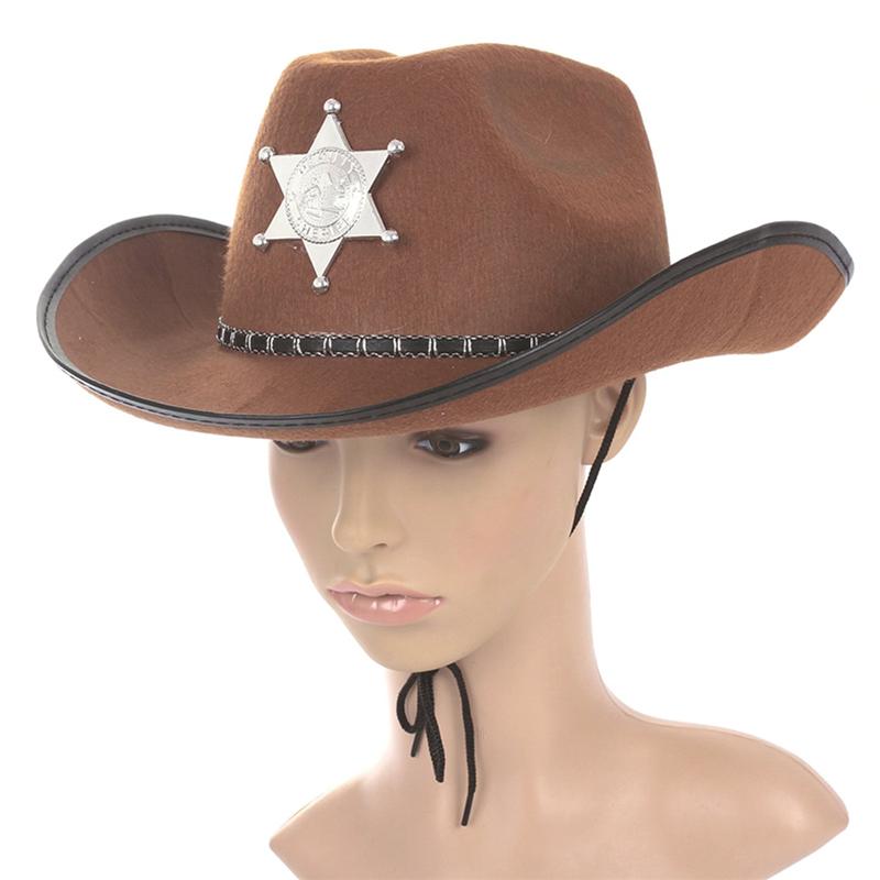 Cowboy Western Wild West Sheriff Hat Fancy Dress Halloween Party Costume Western Cowboy Hat: Brown