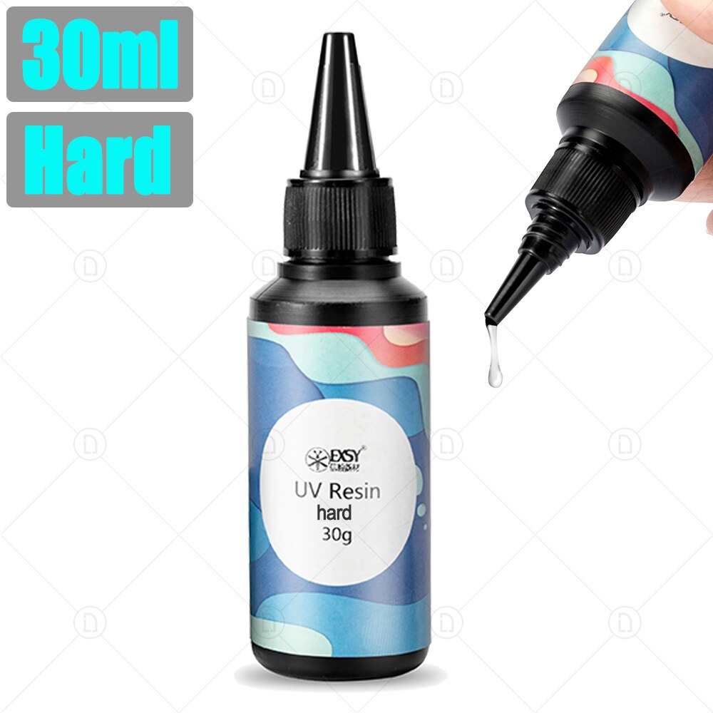 Résine époxy souple UV bricolage cristal transparent, séchage aux ultraviolets, séchage à la lumière du soleil, colle dure activée pour la fabrication de bijoux artisanaux: Hard 30ml