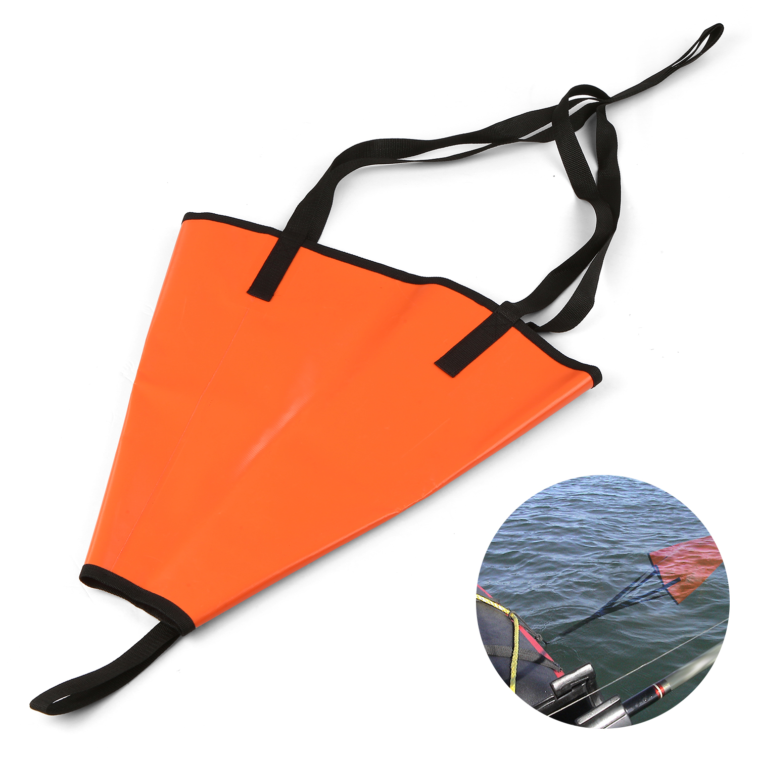 Fishing Trolling Sea Anchor Drift Sock Sea Brake for Kayak Boat: Orange
