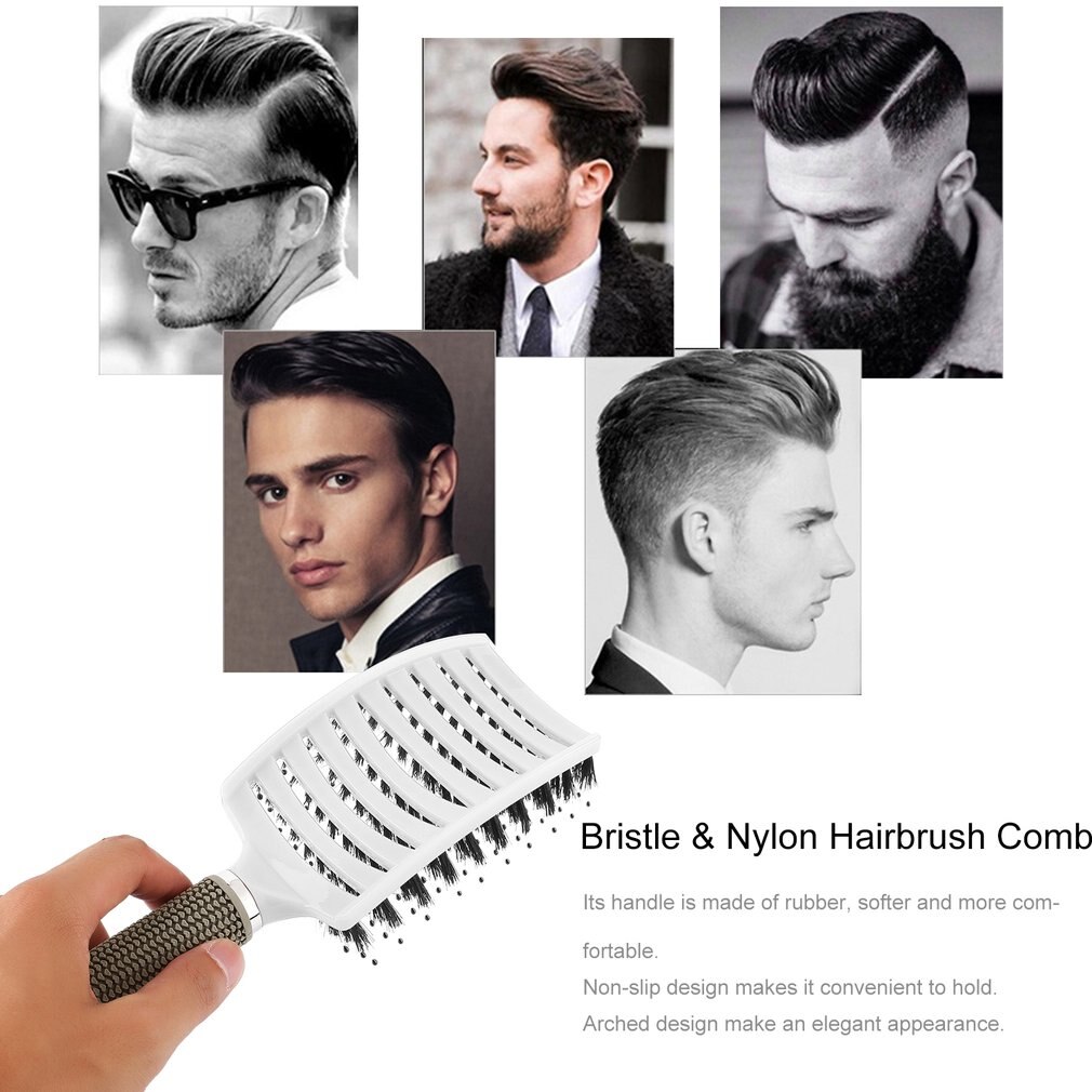 Vrouwen Haar Hoofdhuid Massage Kam Varkenshaar En Nylon Haarborstel Natte Krullend Ontwarren Haar Borstel Voor Salon Kappers Styling Tools