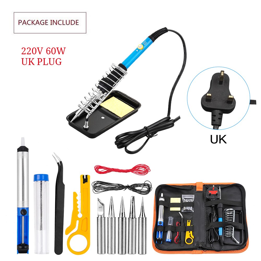 Digital Electric Soldering Iron Kit Welding Tools 110V 220V 60W 80W Ceramic Heat Temperature Adjustable Solder Iron Rework: set 6