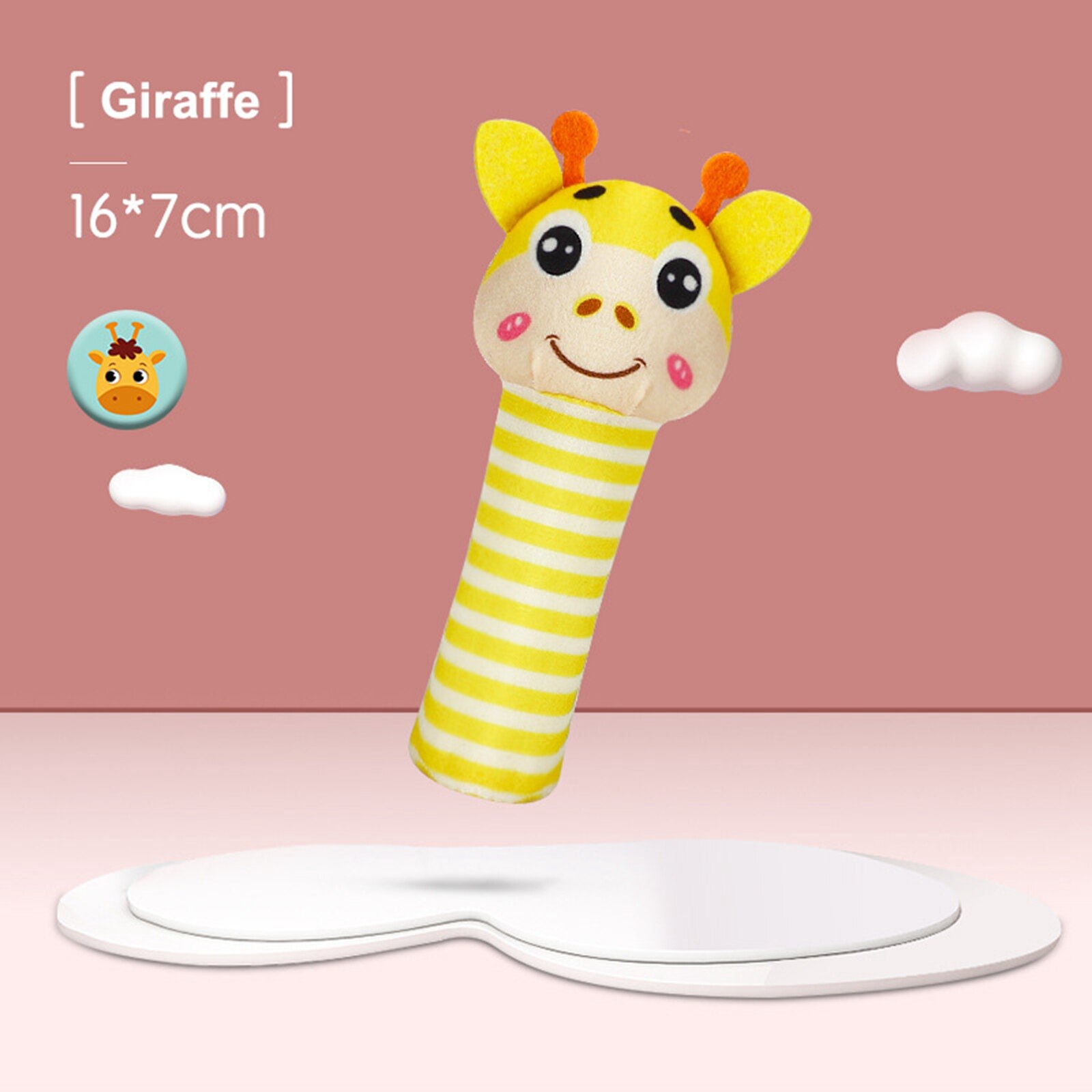 Newborn Baby Toys 0-12 Months Cartoon Animal Baby Plush Rattle Mobile Bell Toy Infant Toddler Early Educational Toys Bite Tool: E