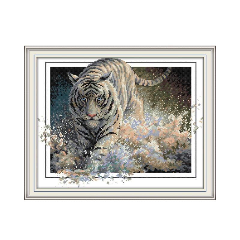 Tiger 4 cross stitch kit aida 14ct 11ct count print canvas cross cross stitches handwork broderi diy håndlavet