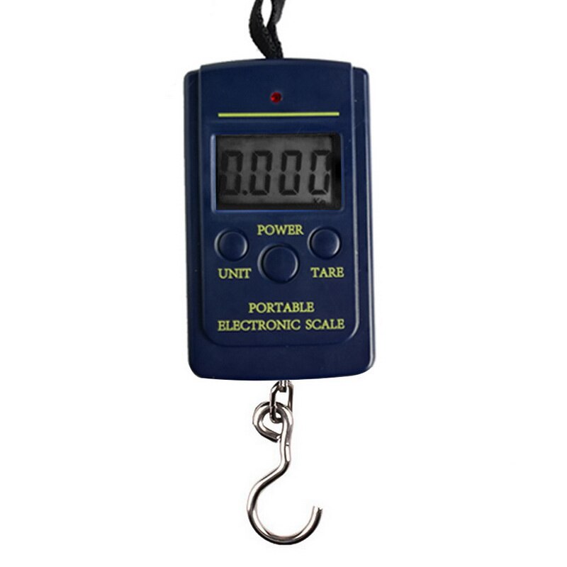 Hängande ledd elektronisk våg digital bagagevåg med bekvämt handtag krok 110lb/50kg för fiskebagage steelyard: Blått är inte bakgrundsbelyst