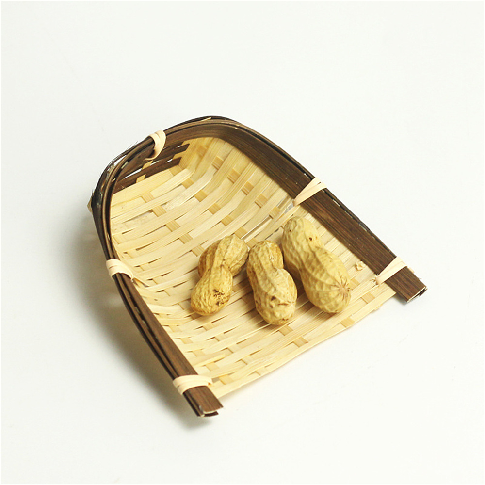 Mini mir de Rangement en Bambou Durable, Disque Tissé à la Main, Gain de Place, Accessoires Ménagers, Plateau de Fruits Frais, Petite Pelle à Poussière