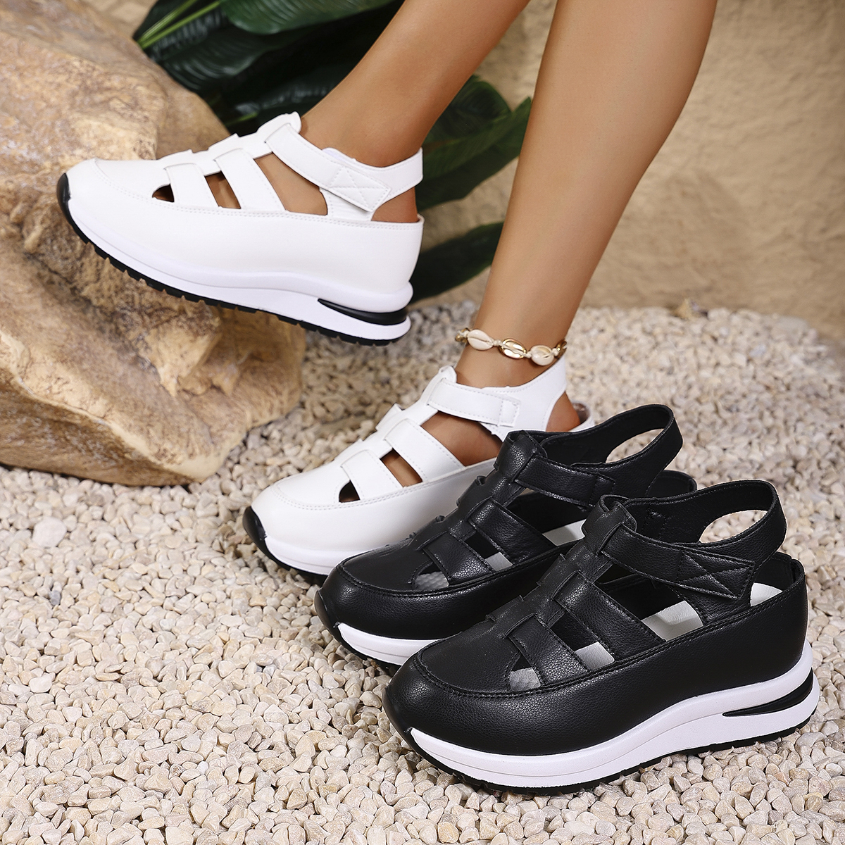 Vrouwen Sandalen Gesp Sandalen Vrouwen Gesloten Teen Kantoor en Carrière Zomer Effen Sleehak Schoenen voor Vrouwen