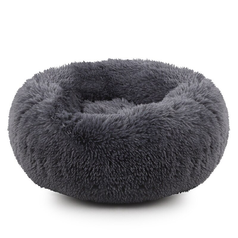 Winter Super Zachte Warme Diepe Slaap Hond Nest Pluche Ronde Pluizige Ademend Diepe Slaap Huisdier Nest Chihuahua Puppy Mand Huisdier bed: Dark gray / S