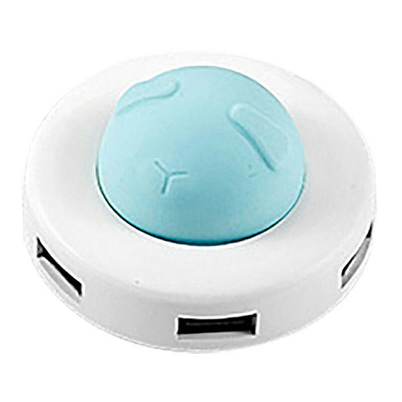 Mini luz de noche USB Hub portátil atmósfera nocturna Centro de Extensión 4 puertos USB Splitter Cable dibujos animados (azul)