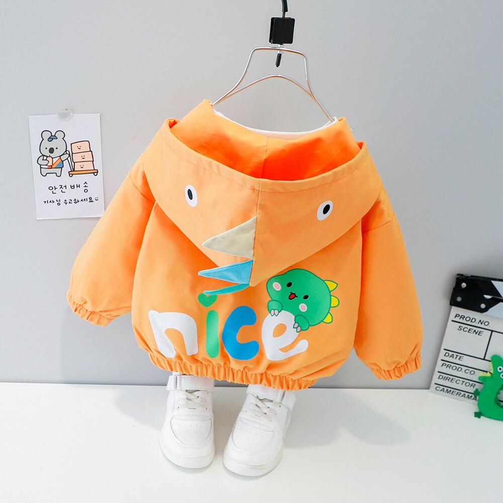Printemps bébé filles dessin animé dinosaure à manches longues vestes à capuche enfants enfants fermeture éclair Cardigans vêtements d'extérieur décontracté garçons manteaux Casaco