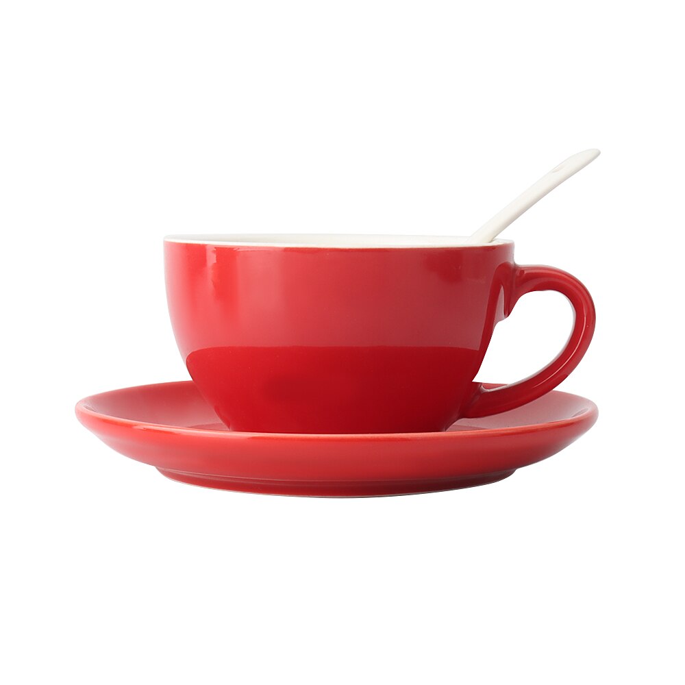 Tasse à café Cappuccino à Large bouche, grande capacité, en céramique, Latte, ensemble de soucoupes, concentré italien 240ml