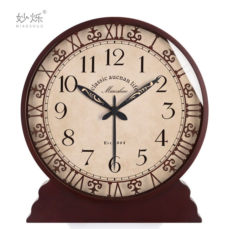 Europese Retro Tafel Klok Amerikaanse Mute Houten Bureau Klok Home Decor Woonkamer Kantoor Luxe Houten Klok Desktop Ornamenten: 8 In Rome clocks