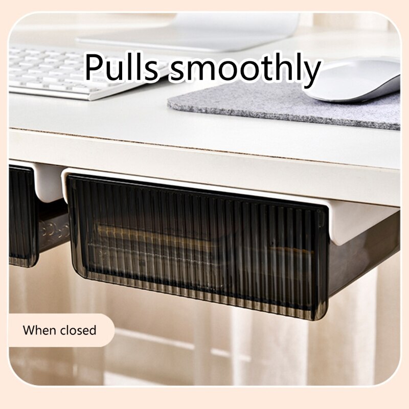 Caja de almacenamiento oculta para debajo de la Mesa, soporte autoadhesivo para lápiz, bandeja, escritorio, oficina, artículos diversos, organizador,