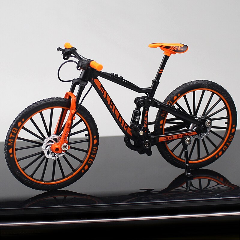 Alloy Bicycle Model 1:10 Mini Simulation Bicycle Toy Metal Racing Mountain Bike Portable Collection Children's Toy: Orange