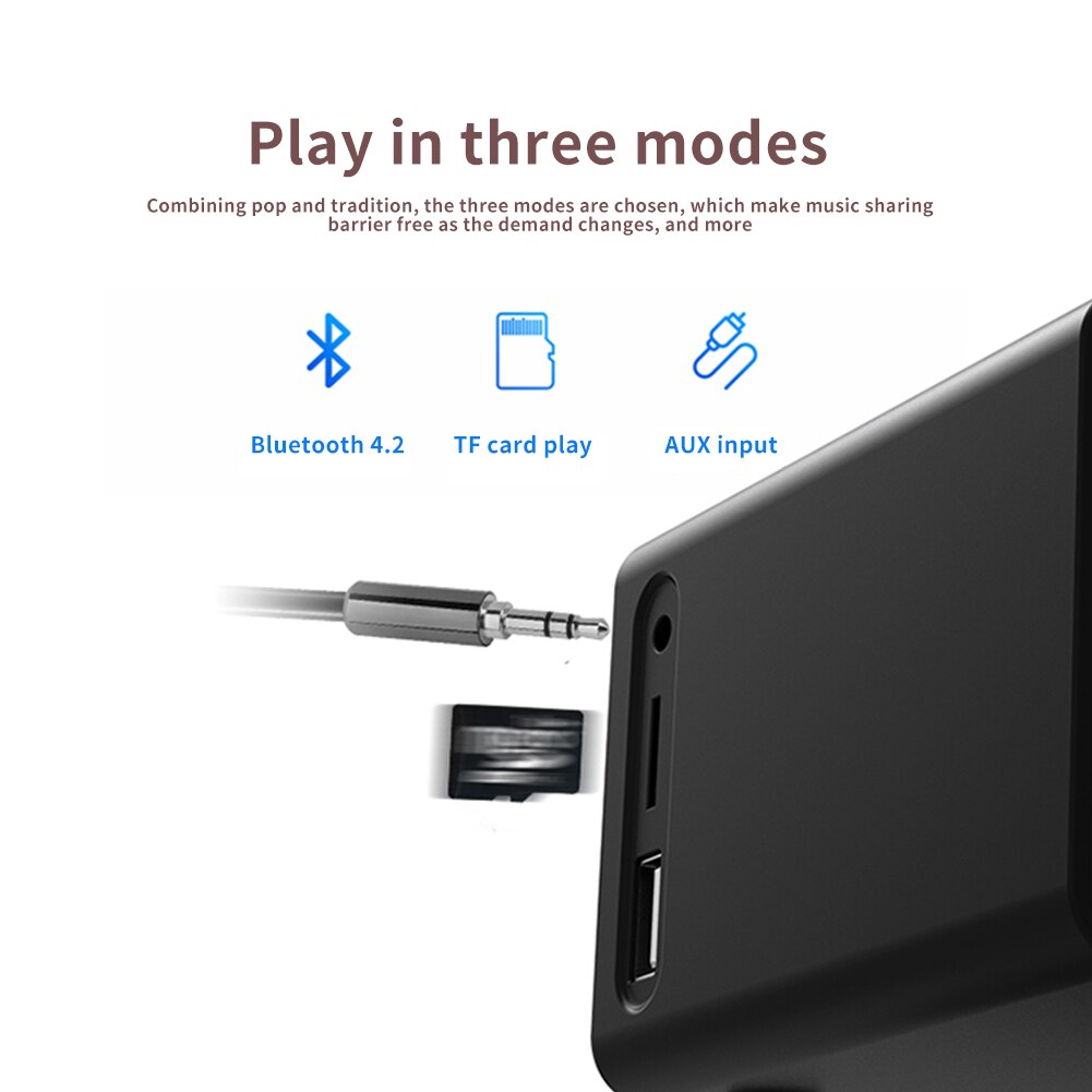 Home Office Wireless Charging Digital Alarm Clock Stereo LED Display Desktop Bedside Bluetooth Speaker FM Radio Music Playing