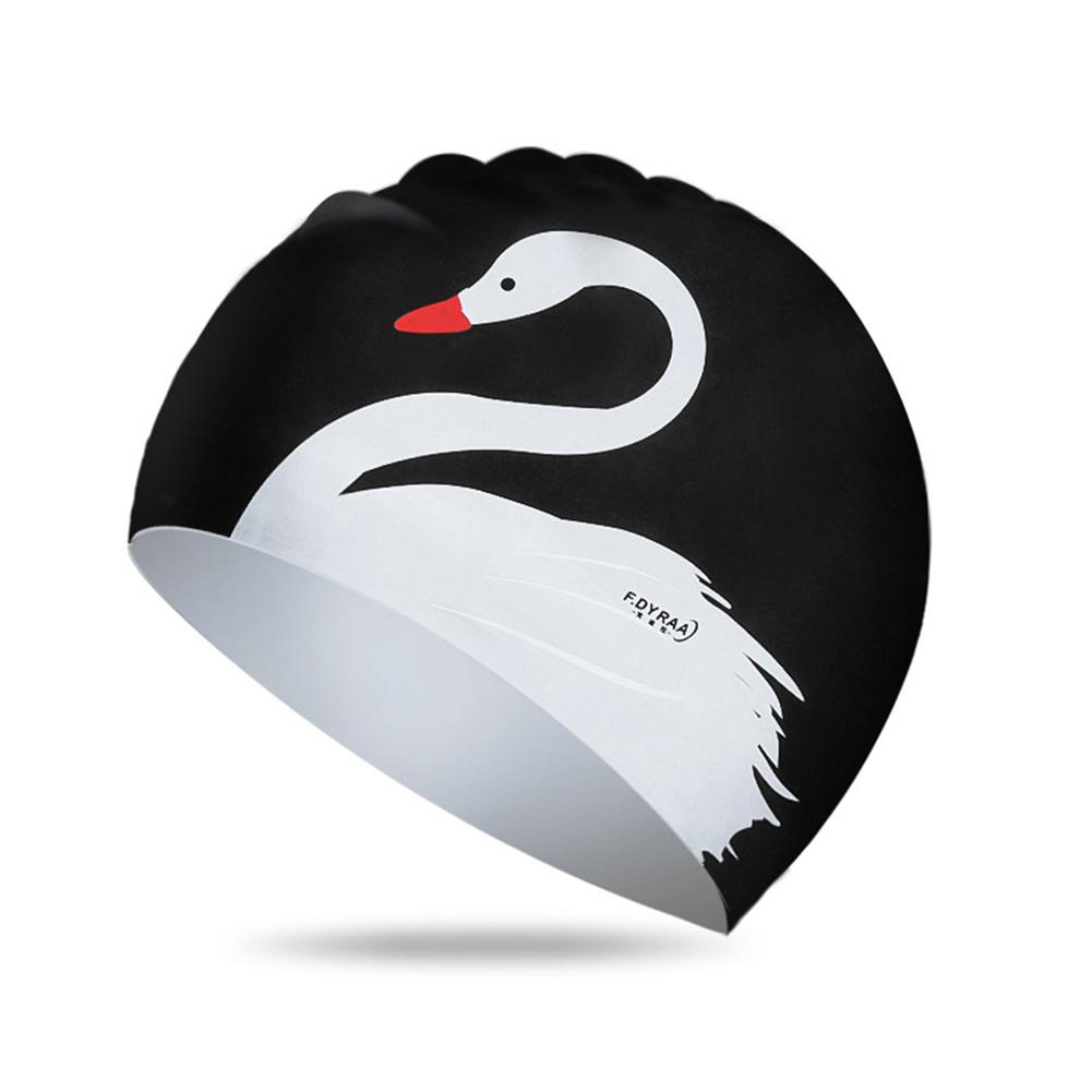 Siliconen Badmuts Flexibele Duurzame Lang Haar Badmuts Elegante Zwaan Comfortabele Antislip Badmuts Voor Mannen vrouwen: WHITE