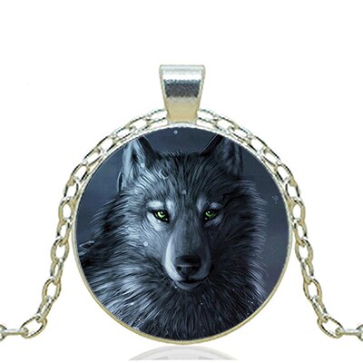 Gray Wolf Logo Pendant Necklace Art Vintage Round Chain Choker Statement Necklace Women Jewelry Men Dress Accessories HZ1: 3 / Bronze