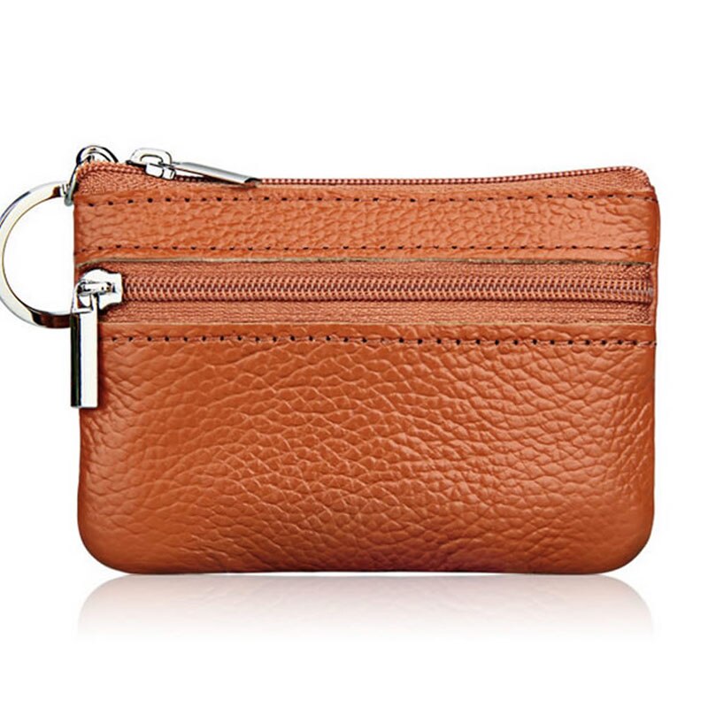 Thinkthendo Mode Zachte Mannen Vrouwen Card Coin Sleutelhouder Zip Wallet Pouch Bag Purse: Bruin