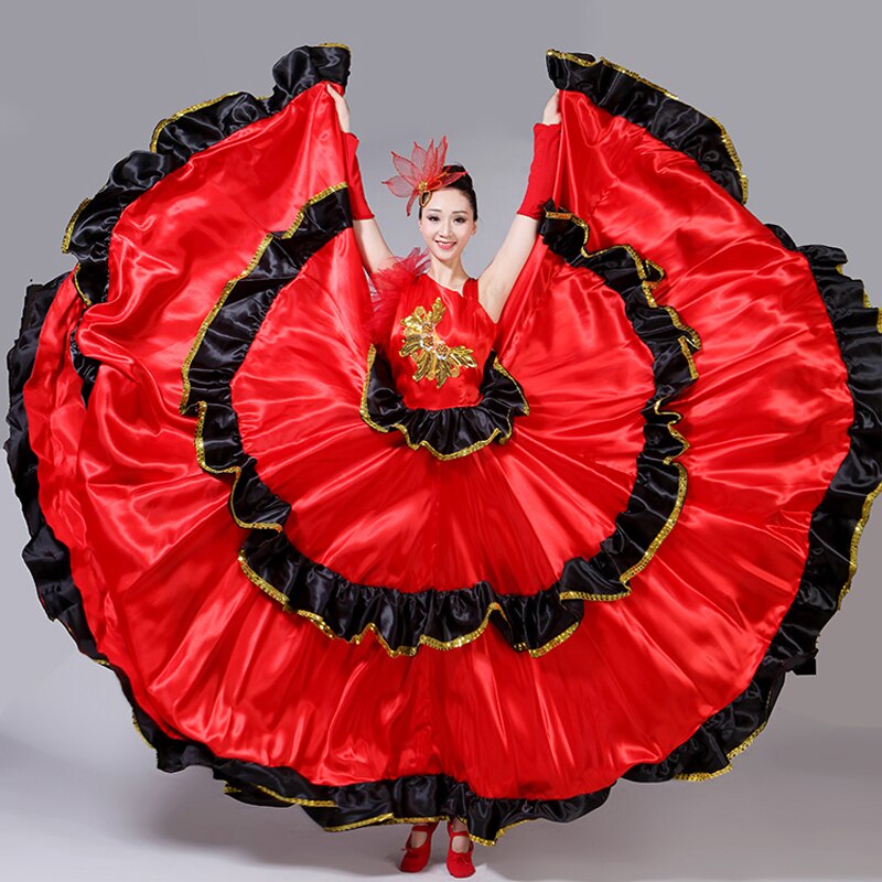 Spanish Bullfight Dress Flamenco Performance Costume Opening Dance Full-skirt Adult Female Sequin Large Swing Dress H562