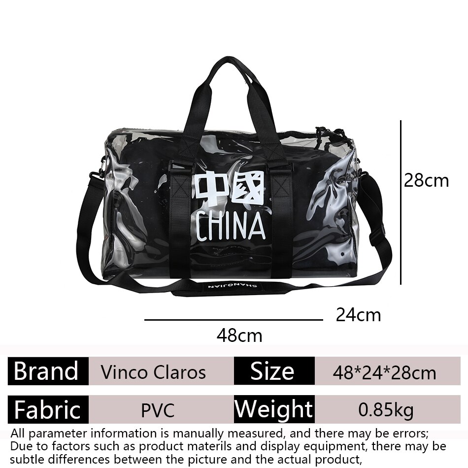 Bolsos de viaje juveniles de tendencia para hombre, bolsa transparente de tela de PVC, impermeable, Unisex, para el gimnasio y el fin de semana