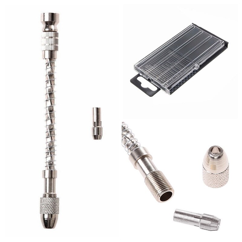 Juego de Mini herramientas de taladro de mano, brocas Micro helicoidales Hss con taladro de mano semiautomático, traje de Micro Hobby, joyería artesanal de madera, 1 juego