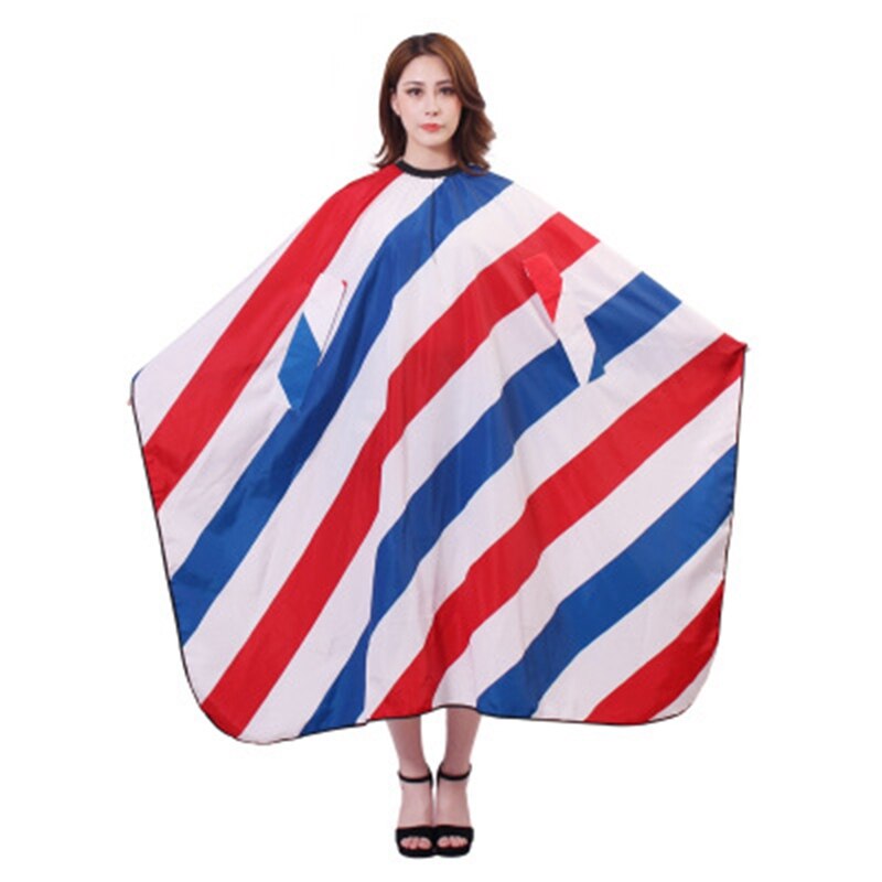 Hiden Sleeves Red White Blue Stripe Hairdressing Cape Salon Luxury Customer Gown Cloth Waterproof Apron Free Styling: Default Title