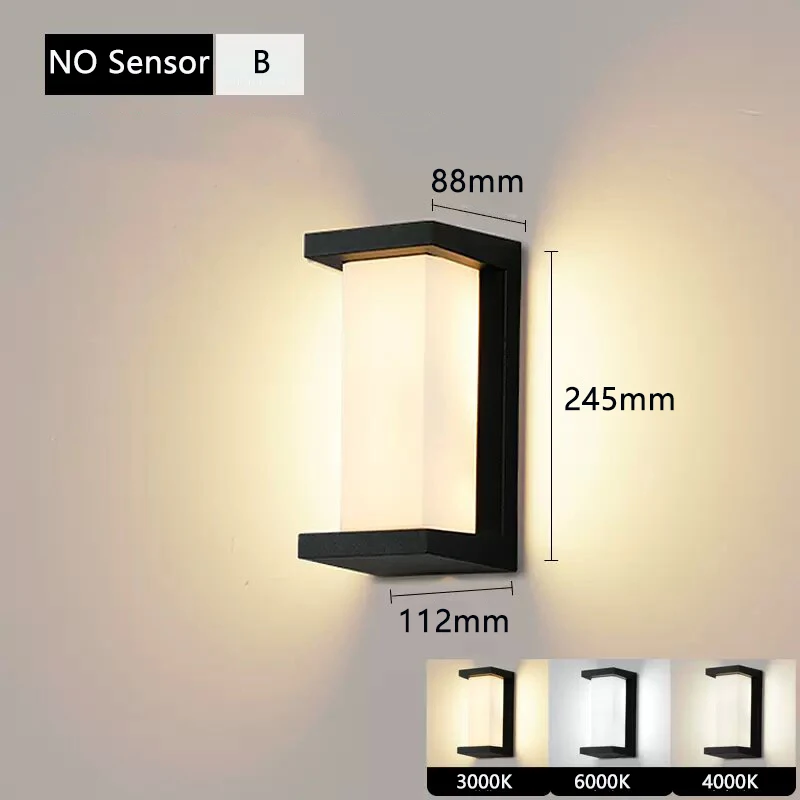 Vanntett ledet-vegglampe med  ip65 bevegelsessensorer, verandalamper, balkonghagelamper, vegglampe, skur, utendørs ledet-vegglampe: Lysegrønn / Kald hvit / 8w