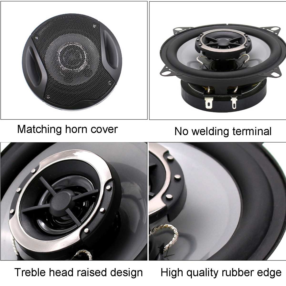 2 pcs 4 Inch 150W 12V Coaxial Speaker DIY Bass 360 Degree Surround Bass Horn Stereo Subwoofer Loudspeaker